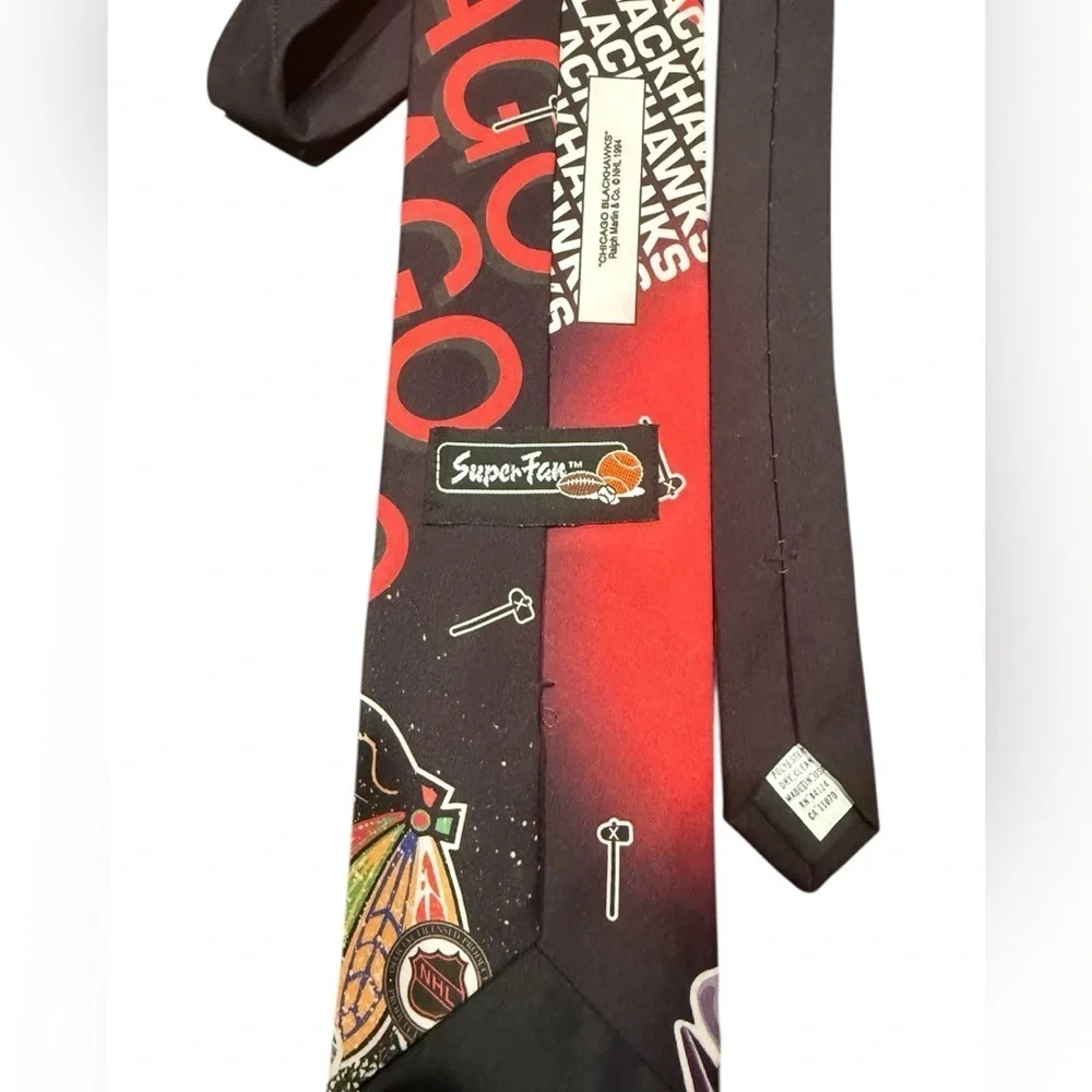 Chicago Blackhawks Ralph Marlin & Co. NHL 1994 Vintage Men’s Neck Tie Black, Red
